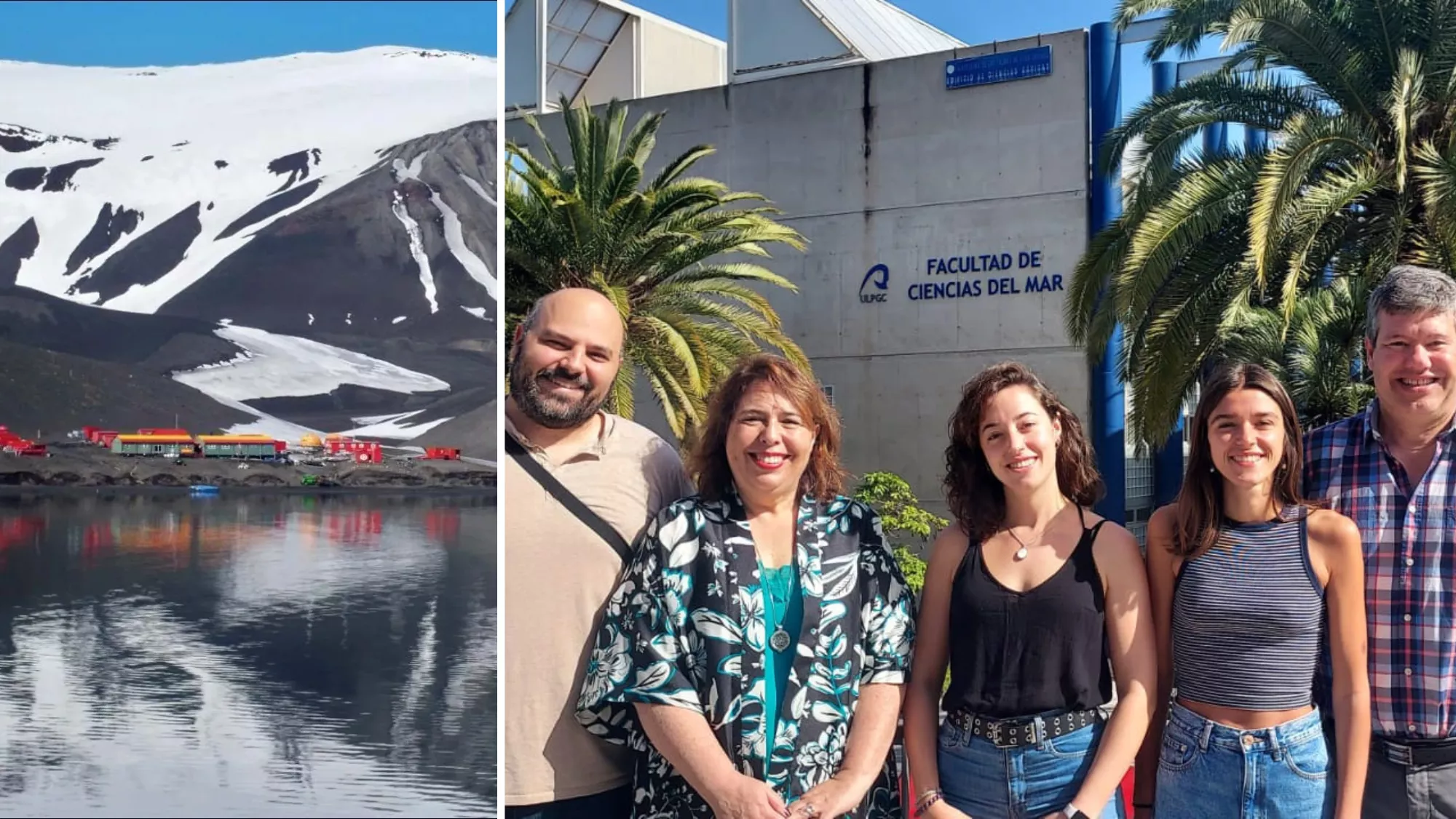 Base antártica española en el estrecho de Brainsfield durante una campaña y el grupo de investigación / ULPGC
