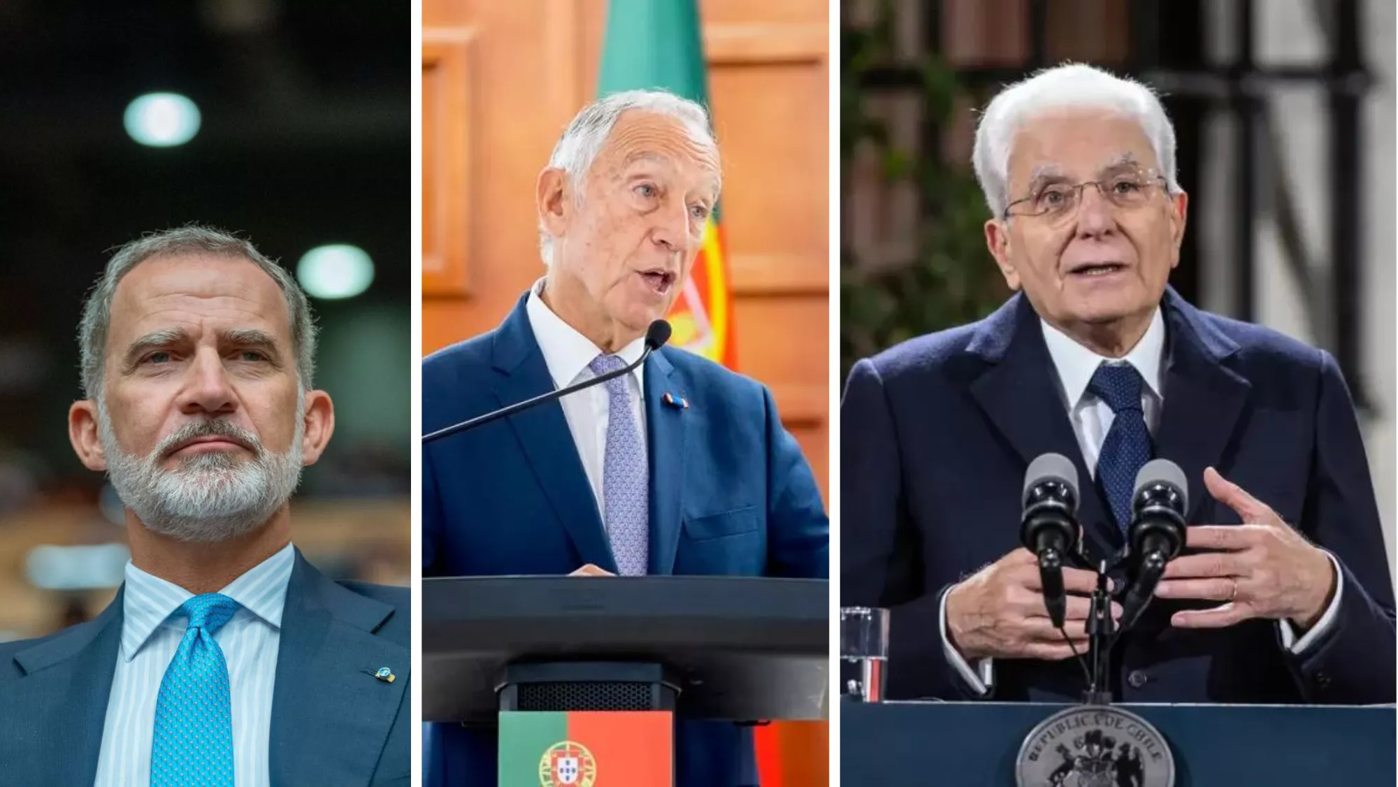 Felipe VI junto a los presidentes de Portugal e Italia / MONTAJE AH