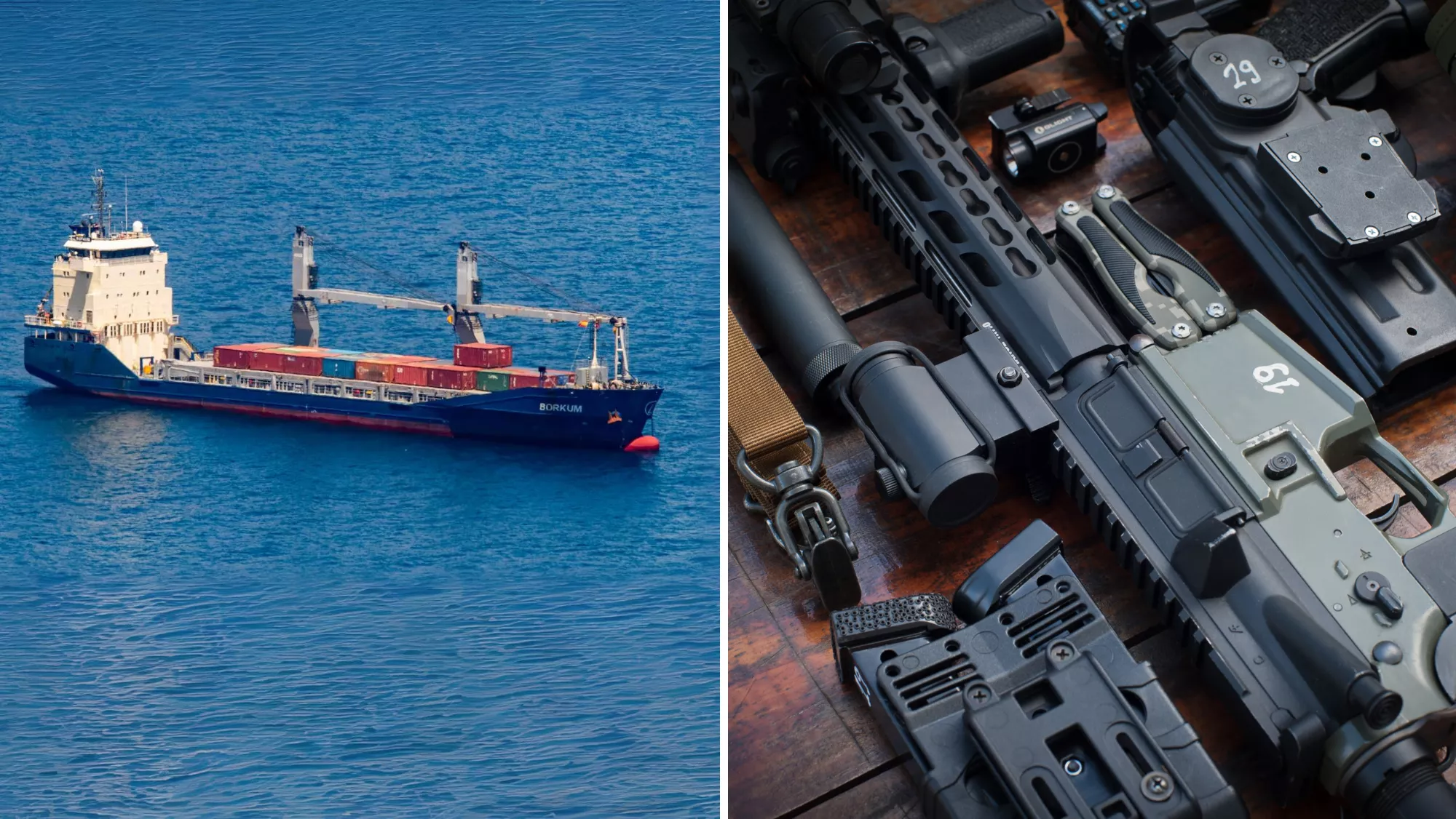 Un barco que transportaba armas / MONTAJE AH - EFE