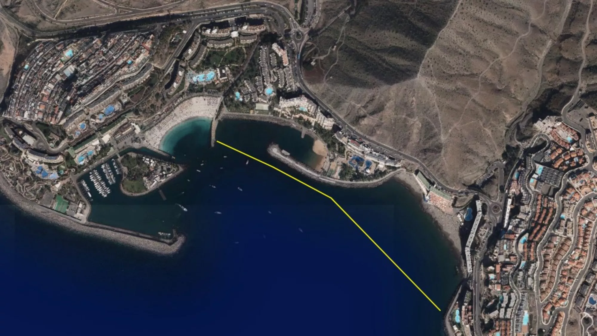 Imagen en la que se aprecia el recorrido del nuevo carril de natación / AYUNTAMIENTO DE MOGÁN