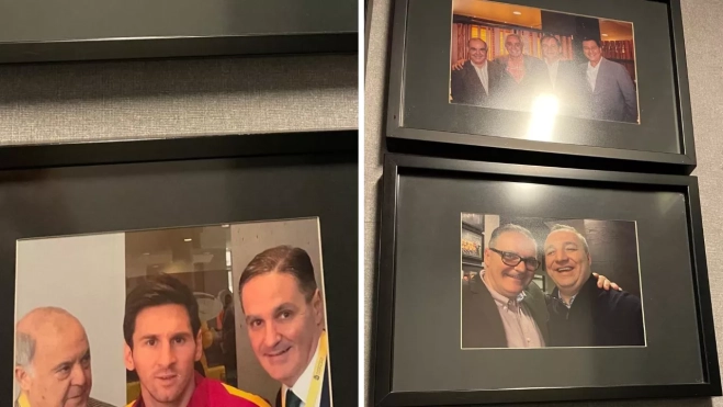 Fotografías con Messi y otros empresarios en el restaurante Ribera del Río Miño / AH