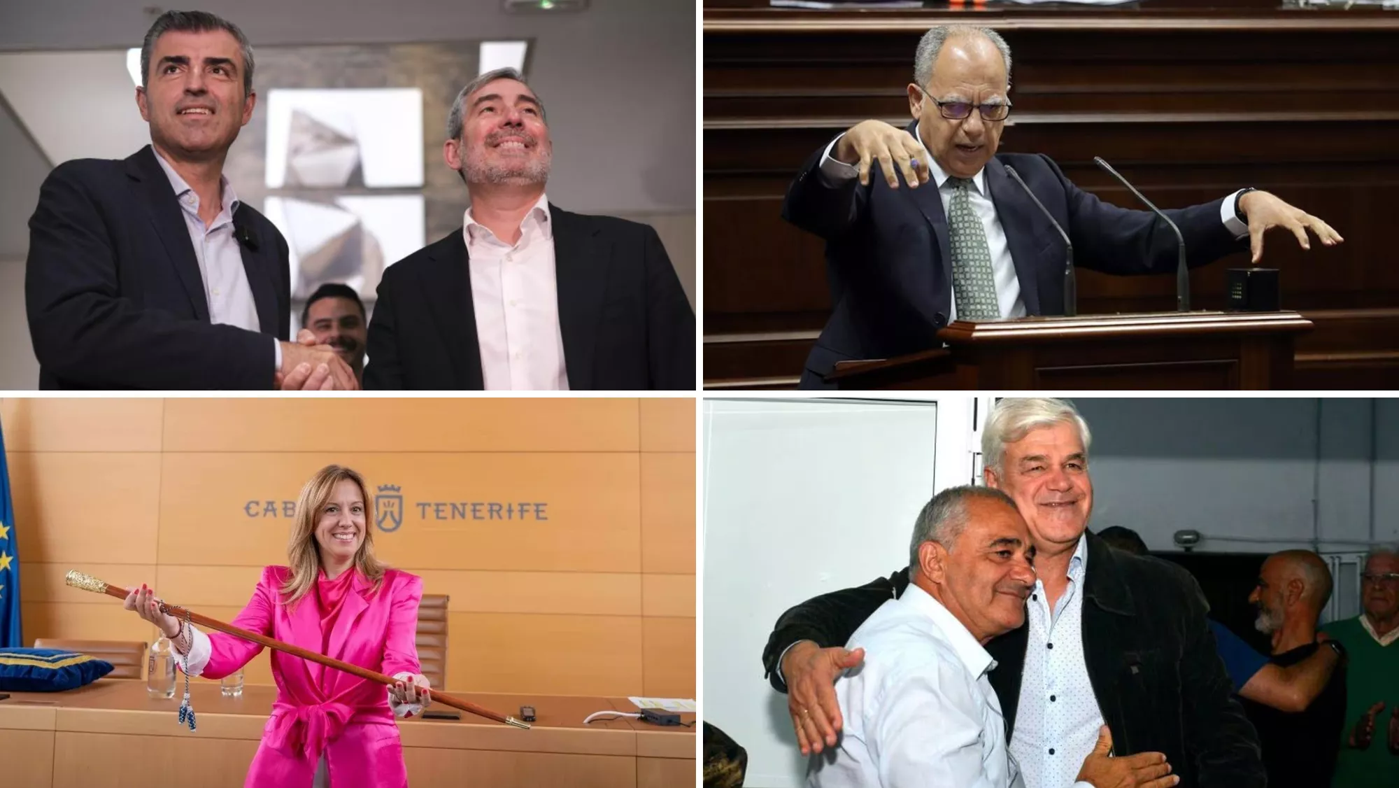 Manuel Domínguez (PP), Fernando Clavijo (CC), Casimiro Curbelo (ASG), Rosa Dávila (CC) y los hermanos Alpidio y Javier Armas / MONTAJE AH - EFE