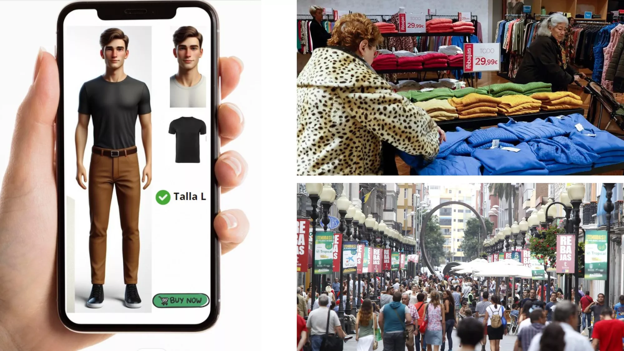 A la izquierda, un prototipo del probador de Difashion / MONTAJE AH