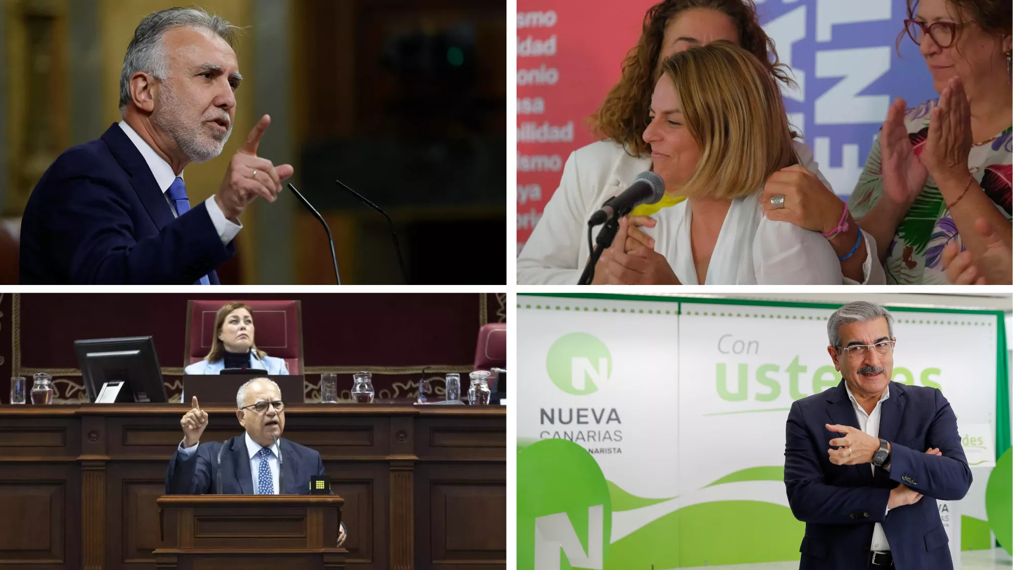 Los miembros del Pacto de Las Flores: Ángel Víctor Torres, Noemí Santana, Casimiro Curbelo y Román Rodríguez / MONTAJE AH