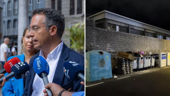 El concejal de Servicios Públicos, Carlos Tarife, y uno de los puntos negros de basura generado por vecinos de Santa Cruz | AH