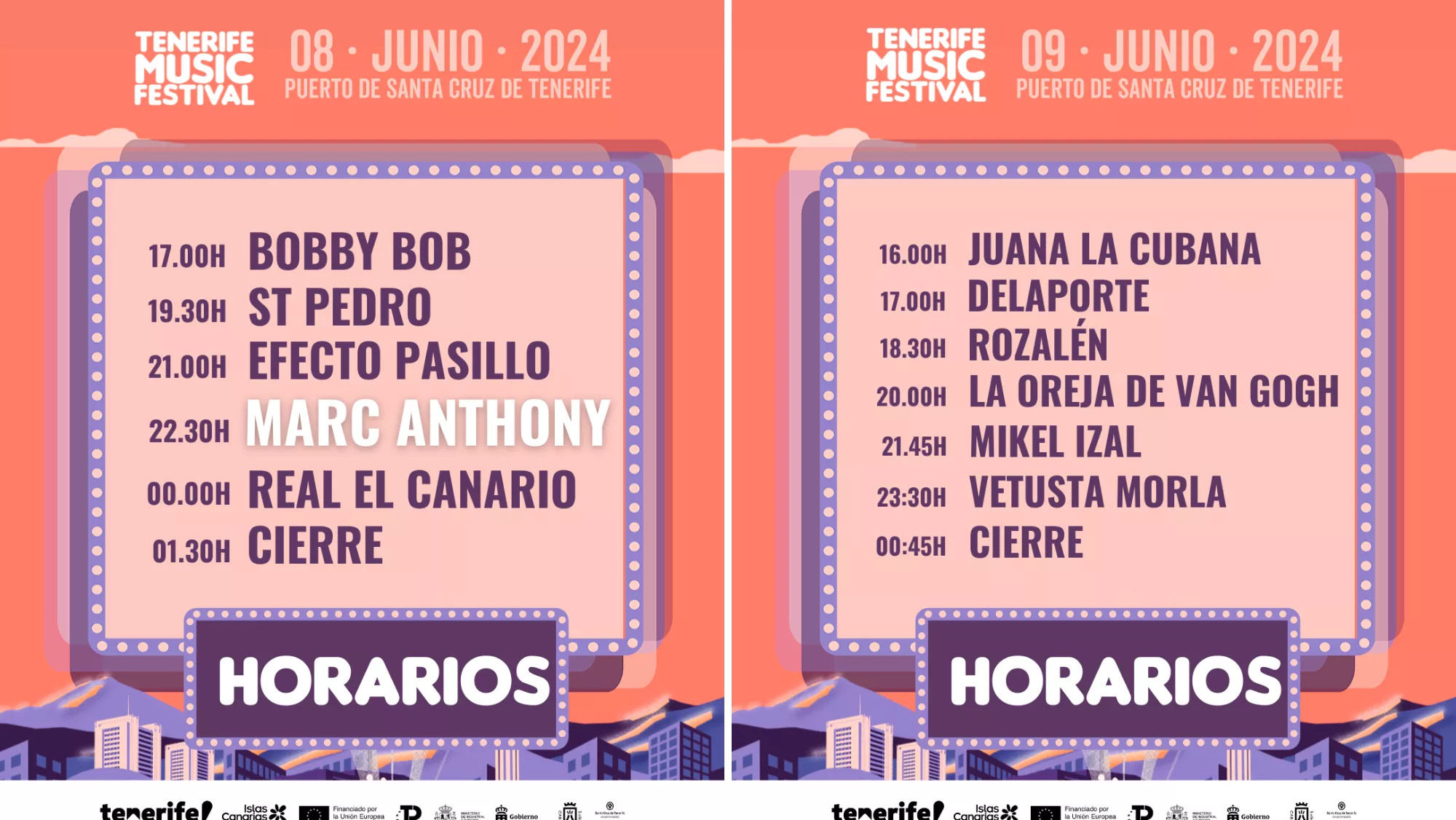 Horarios del Tenerife Music Festival. / CEDIDAS