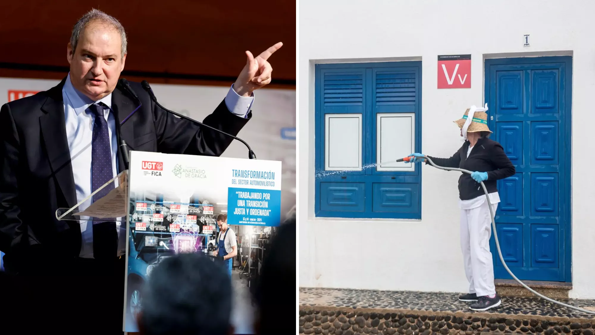 El ministro de Turismo, Jordi Hereu, y una vivienda de alquiler vacacional / MONTAJE AH - EFE