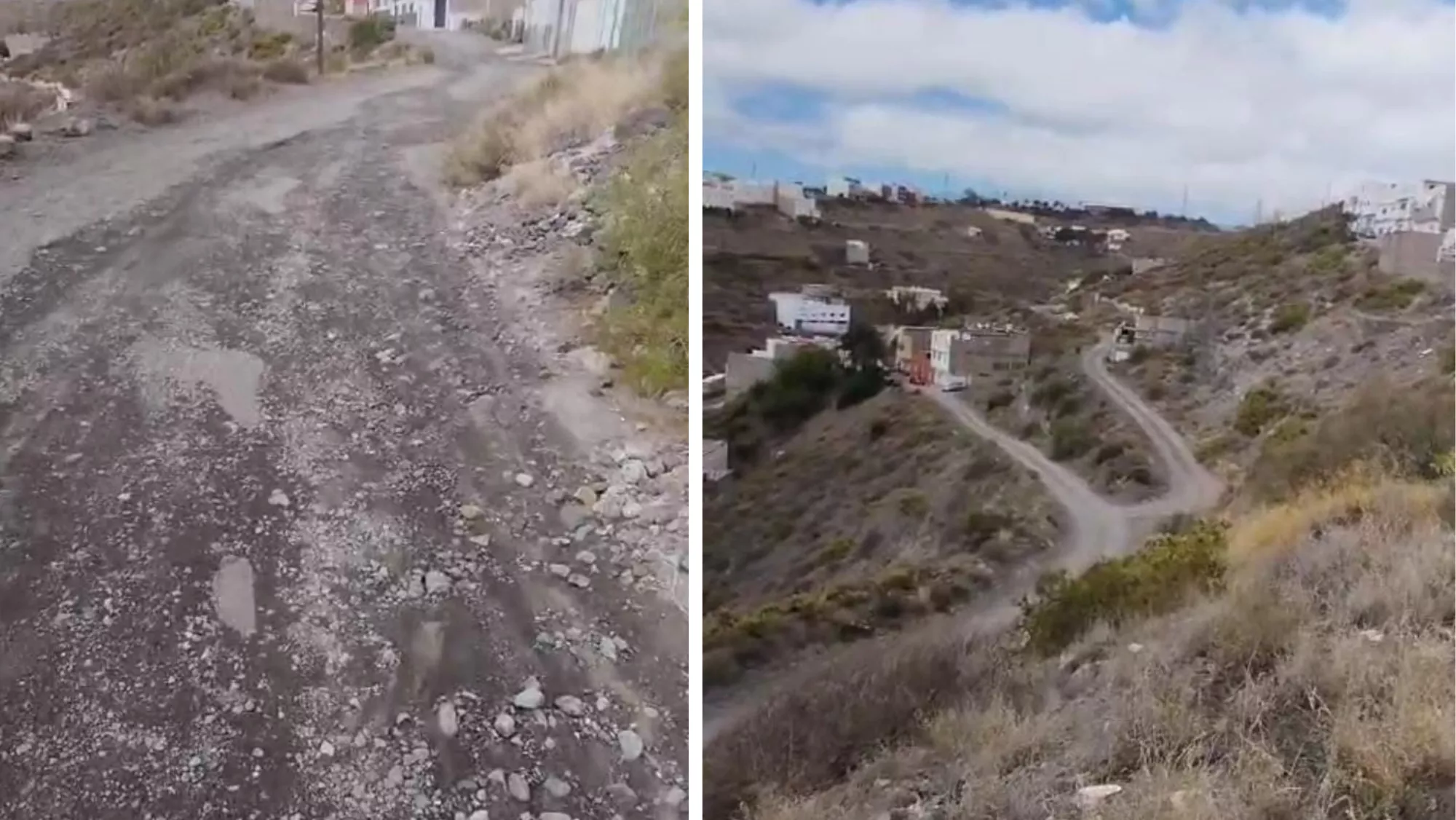 Imagen de dos zonas que necesitan asfaltado  CEDIDAS