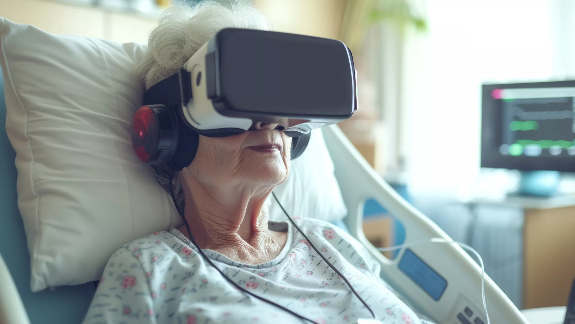 Paciente con gafas de realidad virtual / HOSPITALES UNIVERSITARIOS SAN ROQUE