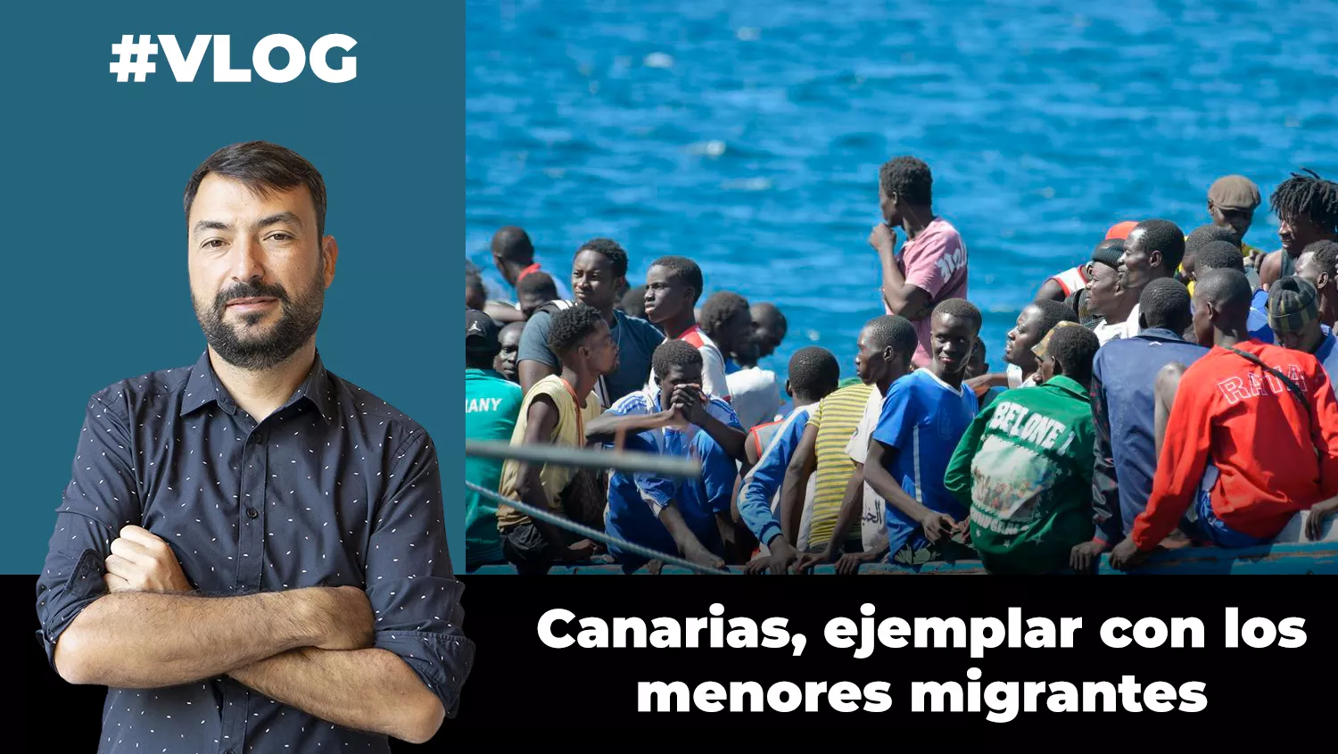 Canarias, ejemplar con los menores migrantes. / AH