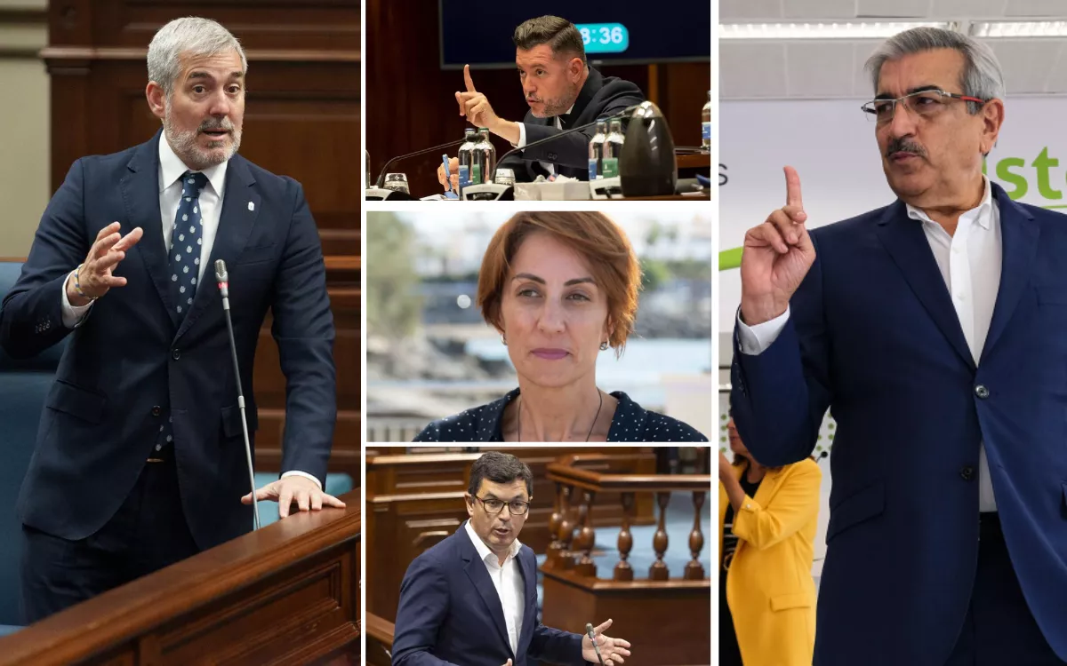 Cinco líderes del nacionalismo canario: Fernando Clavijo, Teodoro Sosa, Onalia Bueno, Pablo Rodríguez y Román Rodríguez. / AH