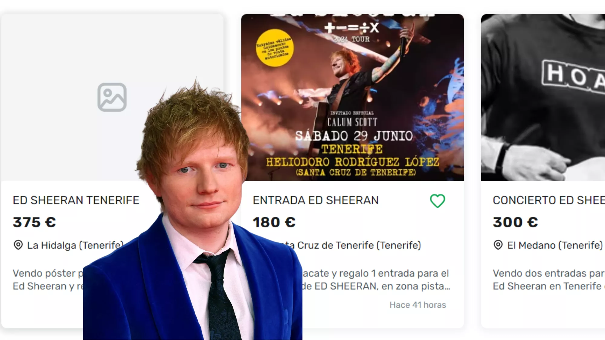 Reventa de entradas para el concierto de Ed Sheeran en Tenerife. / MONTAJE AH