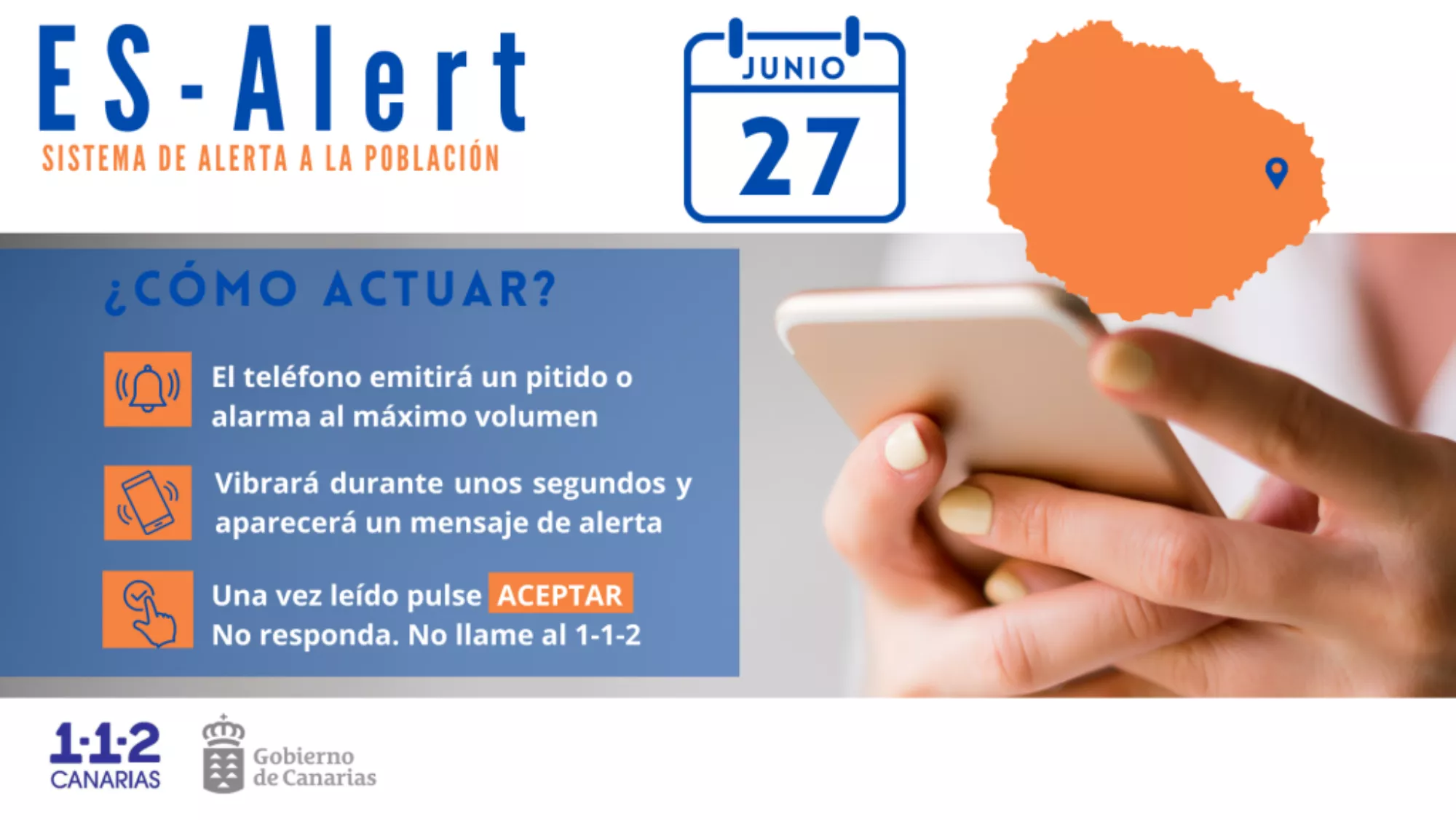 Cartel de la prueba de emergencia ES Alert. / GOBIERNO DE CANARIAS