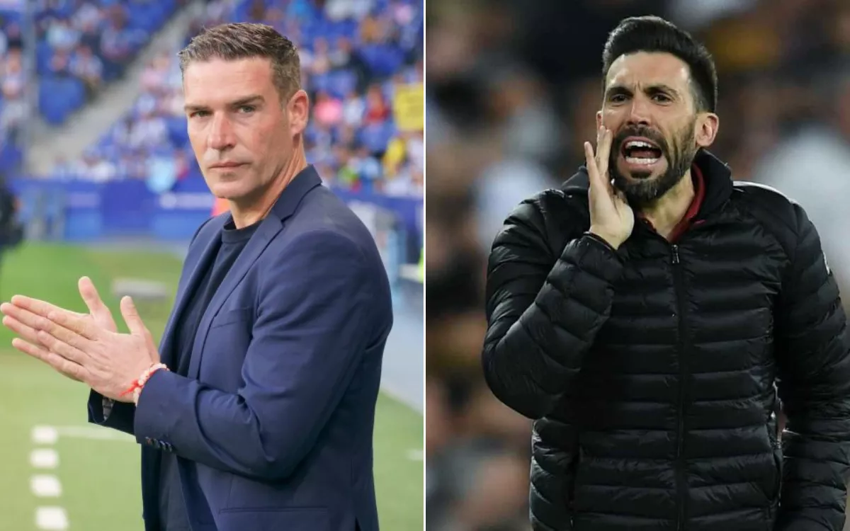 Luis Carrión, a la izquierda, y Eder Sarabia, candidatos al banquillo de la UD Las Palmas. / LALIGA-EFE