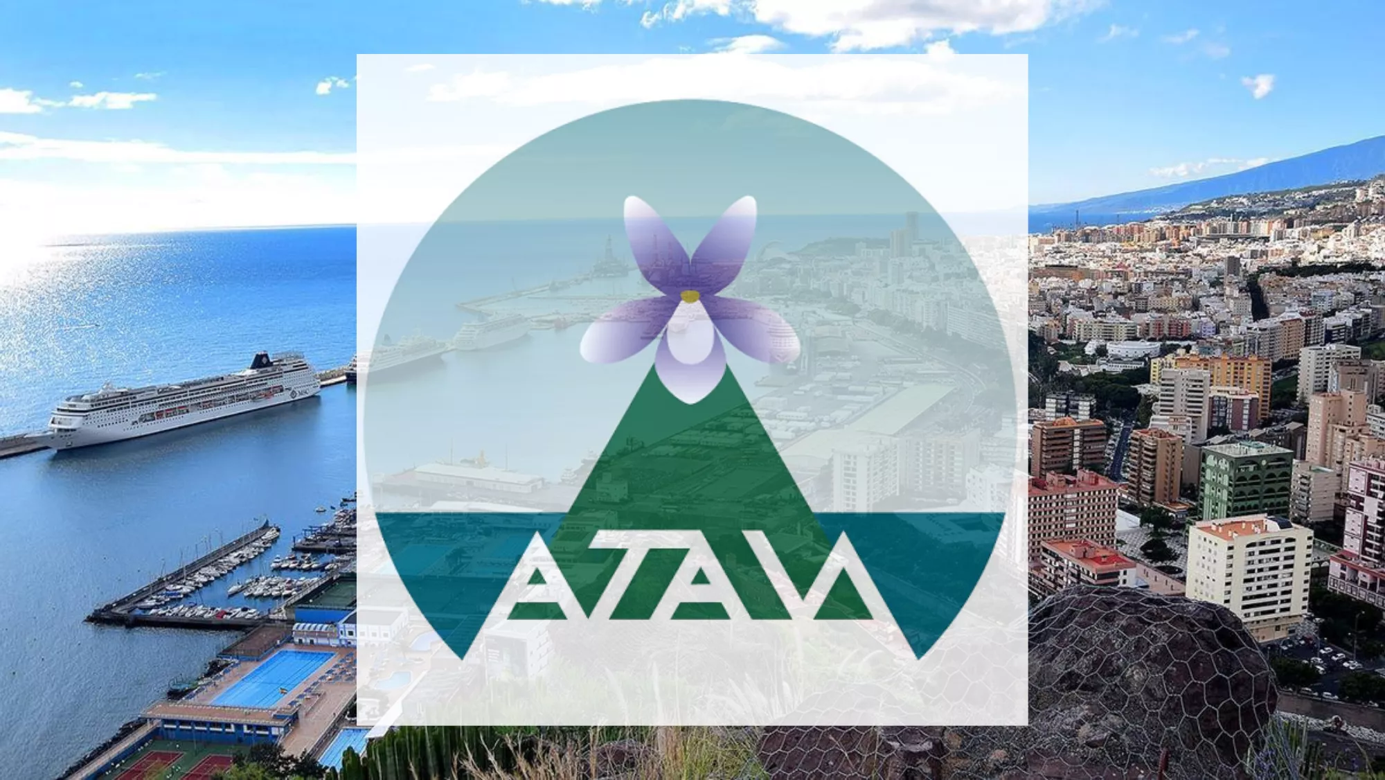 Logo de ATAN sobre el puerto de Santa Cruz de Tenerife./ MONTAJE AH