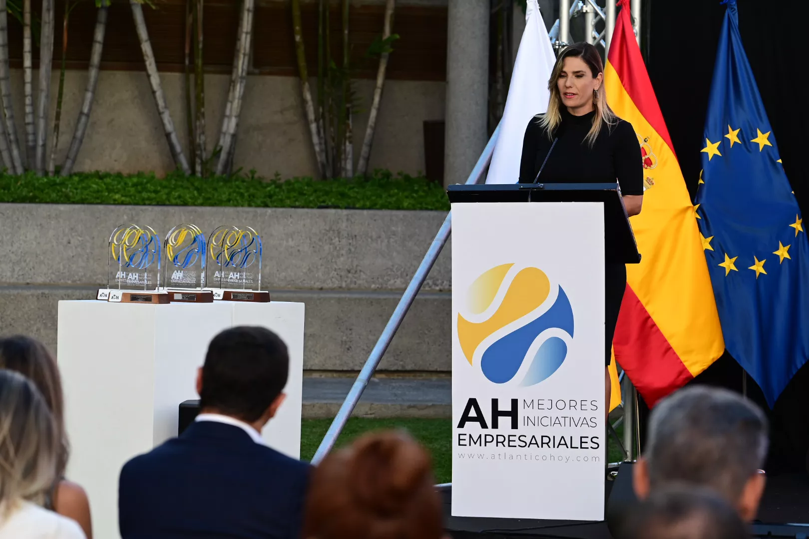 La periodista Laura Afonso presentó la gala de los Premios a las Mejores Iniciativas Empresariales 2024. / TONY HERNÁNDEZ-ATLÁNTICOHOY