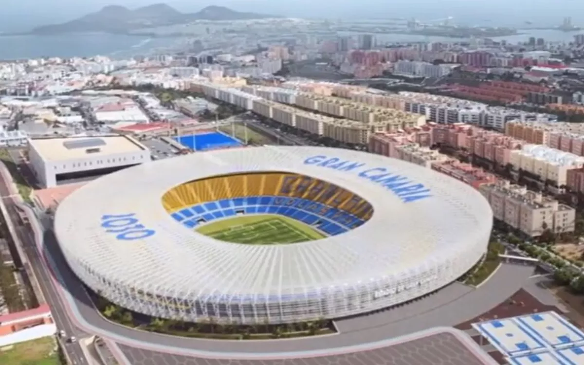 Render de la ampliación del Estadio de Gran Canaria para el Mundial 2030. / AH