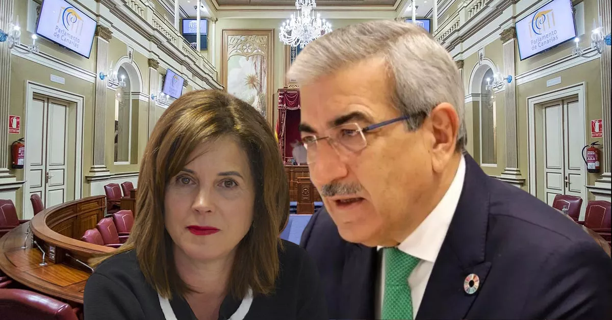 Teresa Cruz Oval, exconsejera de Sanidad de Canarias, y Román Rodríguez, exvicepresidente./ MONTAJE AH