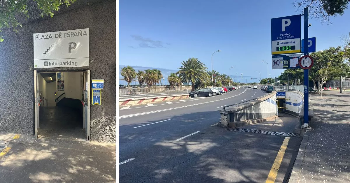 Acceso peatonal y acceso viario al parking de l aplaza de España / AH / BELA CABRERA
