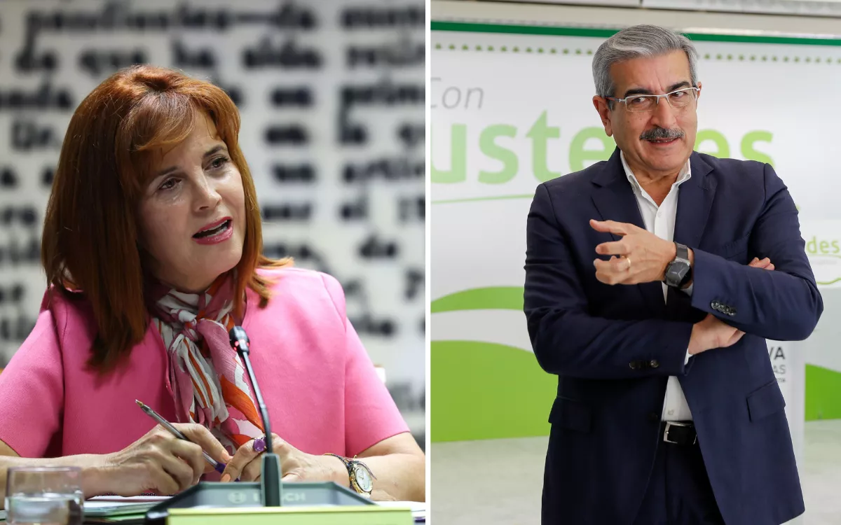 Teresa Cruz Oval y Román Rodríguez se han cruzado acusaciones, este martes, de acoso y mentiras. / KIKO HUESCA y ÁNGEL MEDINA G.-EFE