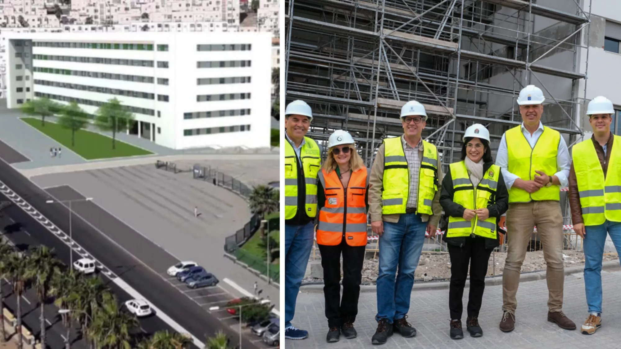 A la izquierda, el proyecto; a la derecha, presentación de las obras / MONTAJE AH