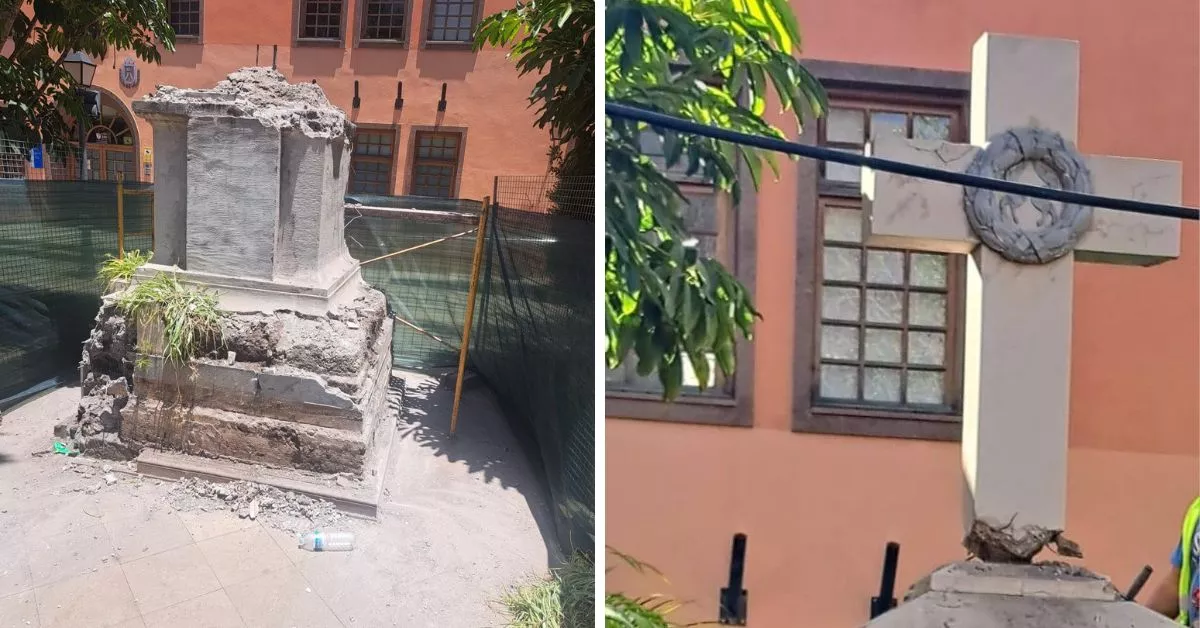 La cruz a los caídos en Güímar ya ha sido derruída / GÜÍMAR AVANZA