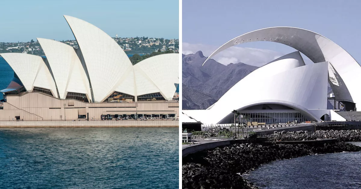 A la izquierda de la imagen el edificio la Ópera de Sídney y a la derecha el Auditorio de Tenerife Adán Martín  MONTAJE AH