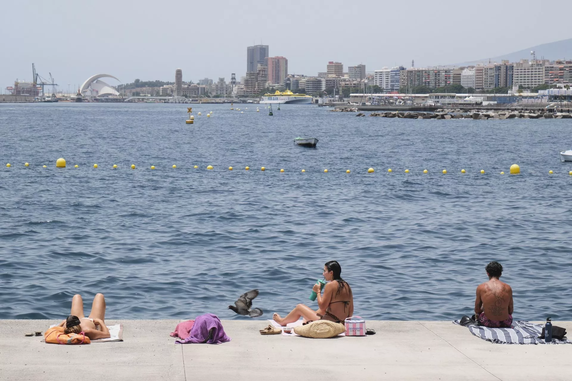 Un grupo de personas en una de las nuevas zonas habilitadas para el baño en la costa de Santa Cruz de Tenerife. / EFE - ALBERTO VALDÉS