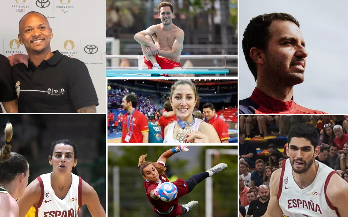 Si la medalla olímpica es la respuesta, ¿cuál es la pregunta? En la imagen, Ray Cazorla, Nicolás García Boissier, Joaquín Blanco (arriba); Leonor Rodríguez (en medio); Leticia Romero, Misa Rodríguez y Santi Aldama (abajo). / EFE