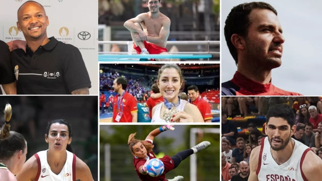 Si la medalla olímpica es la respuesta, ¿cuál es la pregunta? En la imagen, Ray Cazorla, Nicolás García Boissier, Joaquín Blanco (arriba); Leonor Rodríguez (en medio); Leticia Romero, Misa Rodríguez y Santi Aldama (abajo). / EFE Si la medalla olímpica es la respuesta, ¿cuál es la pregunta? En la imagen, Ray Cazorla, Nicolás García Boissier, Joaquín Blanco (arriba); Leonor Rodríguez (en medio); Leticia Romero, Misa Rodríguez y Santi Aldama (abajo). / EFE