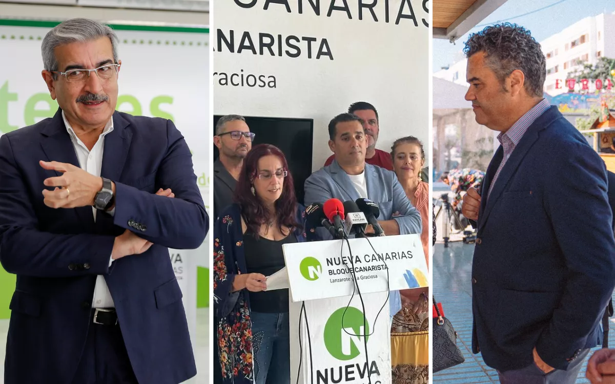 Otro incendio en Nueva Canarias: pierde uno de sus dos consejeros en el Cabildo de Lanzarote. En la imagen, Román Rodríguez, Daisy Villalba, Yone Caraballo y Armando Santana. / AH