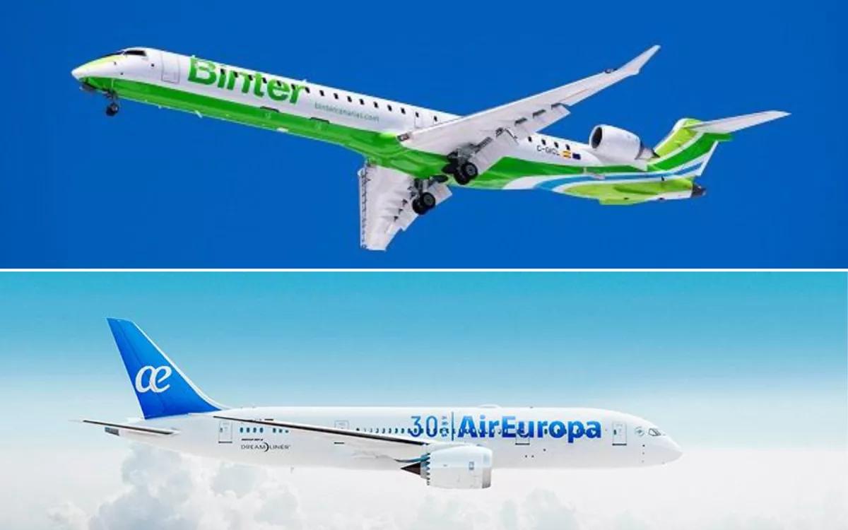 Iberia renuncia a la compra de Air Europa: así afecta a Binter. En la imagen, un avión de la compañía canaria y otro de Globalia. / AH