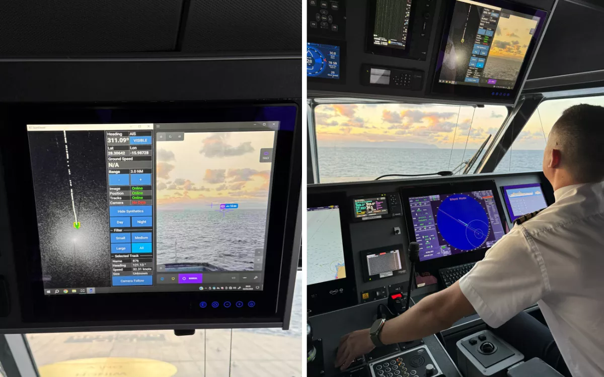 Fred. Olsen Express revoluciona la seguridad marítima en Canarias. En la imagen, el control de las cámaras térmicas en el puente de mando. / FRED.OLSEN EXPRESS