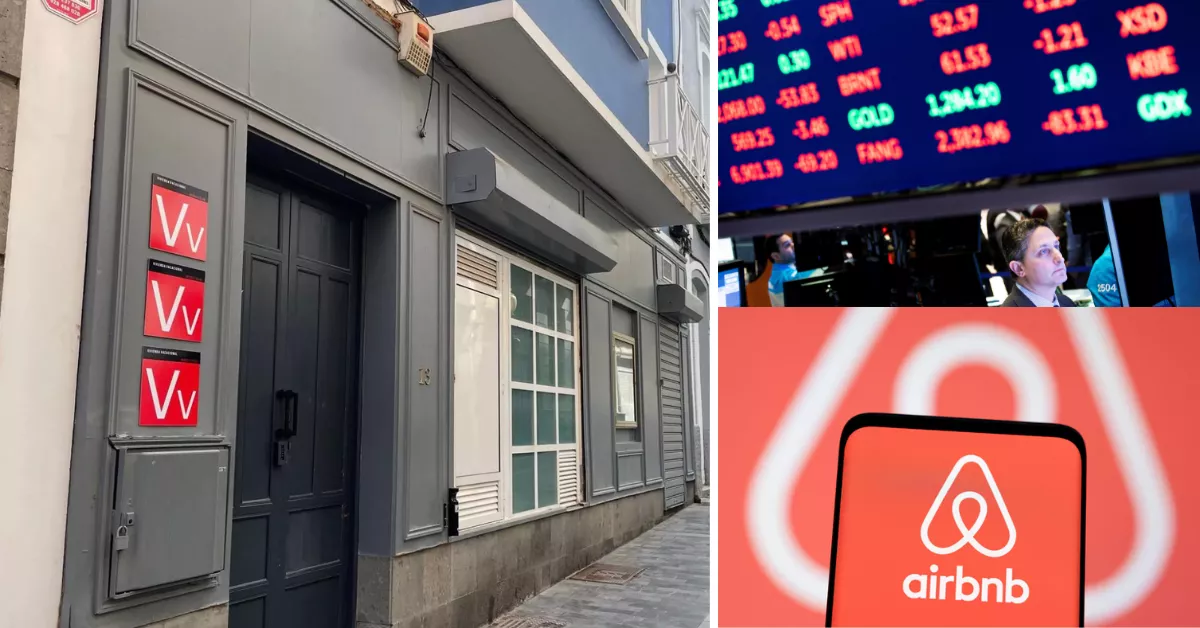 Las acciones de Airbnb han caído alrededor de un 13% / MONTAJE AH