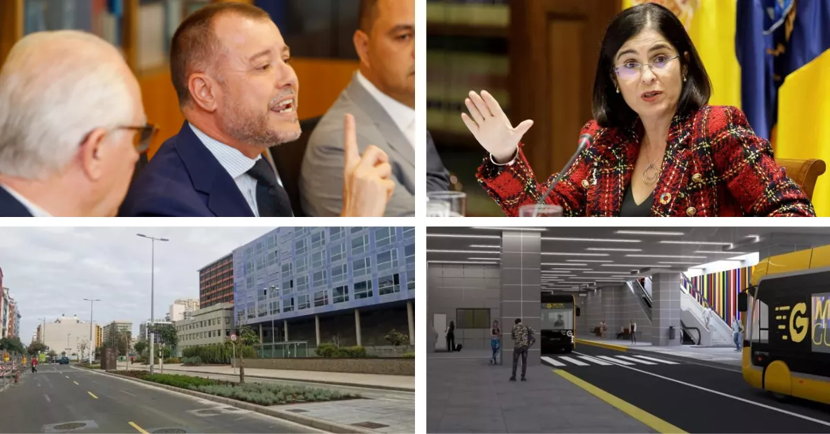 Teodoro Sosa, Carolina Darias y tramos de la MetroGuagua / MONTAJE AH Teodoro Sosa, Carolina Darias y tramos de la MetroGuagua / MONTAJE AH