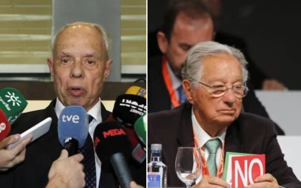 Antonio Suárez y Juan Padrón, expresidentes de las dos federaciones canarias de fútbol. / EFE