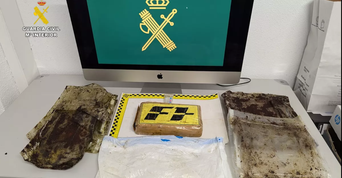 Un kilo de cocaína incautada a un hombre en un control de drogas en el puerto de Agaete./ CEDIDA