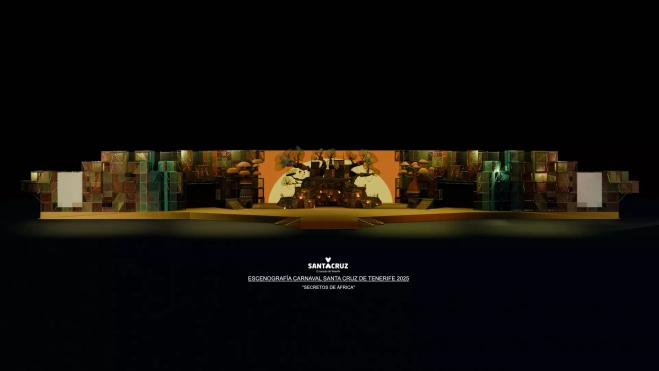 Recreación digital del escenario del Carnaval de Santa Cruz de Tenerife 2025 / CEDIDA Recreación digital del escenario del Carnaval de Santa Cruz de Tenerife 2025 / CEDIDA