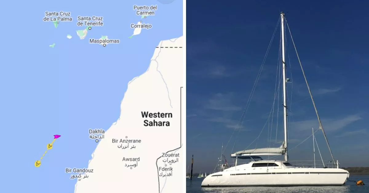 A la izquierda, el punto en el que se registró el ataque del tiburón. A la derecha, el barco en el que viajaba la mujer. / AH