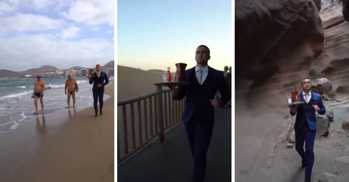 Imágenes del famoso tiktoker caminando por algunos lugares emblemáticos de Gran Canaria / MONTAJE AH