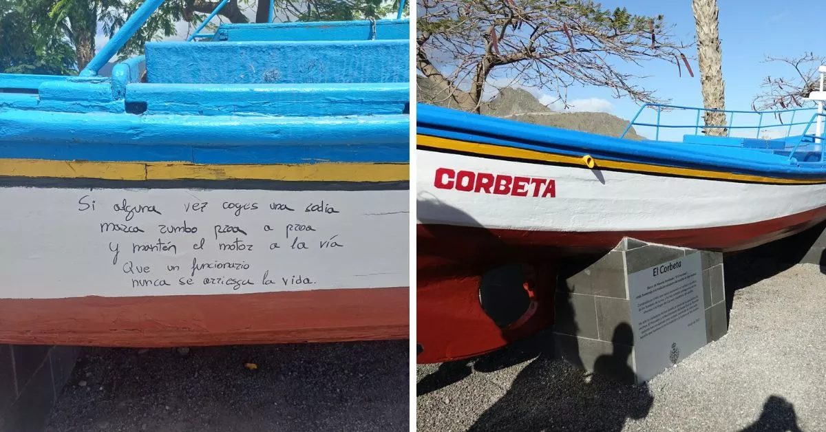 La embarcación Corbeta con pintadas en su caso / ASOCIACIÓN EL PESCADOR DE SAN ANDRÉS