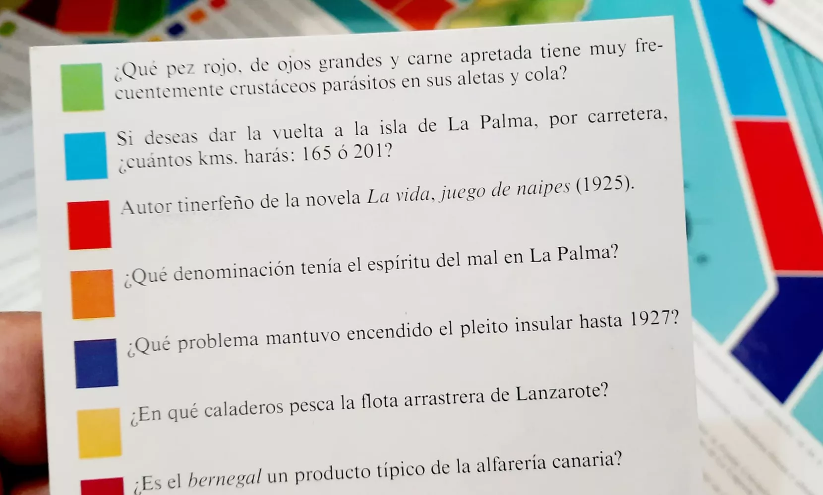 Una de las tarjetas de Septem, el trivial canario que se popularizó durante los años 90 donde, en vez de quesitos, el objetivo era conseguir las siete islas./ REDES