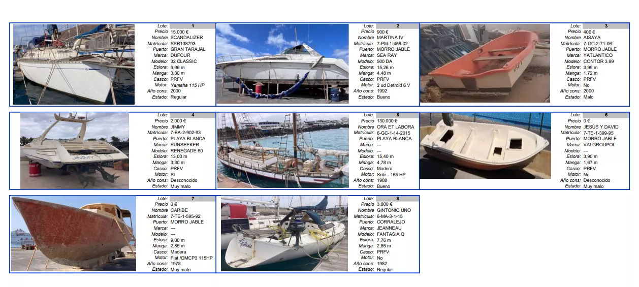 Barcos en subasta. / PUERTOS CANARIOS