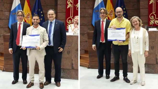 Dos de los alumnos distinguidos por sus expedientes académicos / PARLAMENTO DE CANARIAS