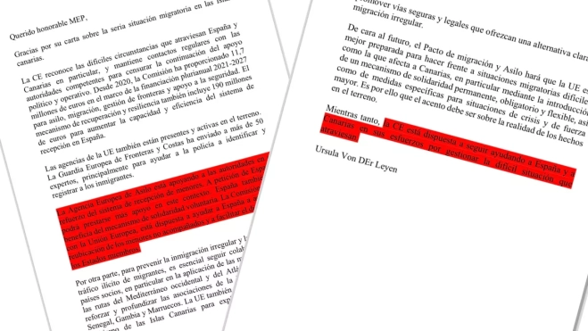 La carta enviada por Ursula Von der Leyen. / AH La carta enviada por Ursula Von der Leyen. / AH