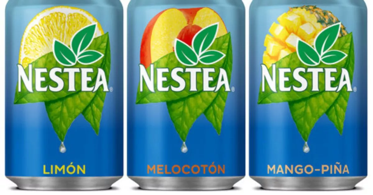 Latas de Nestea Limón, Nestea Melocotón y Nestea Mango-Piña /