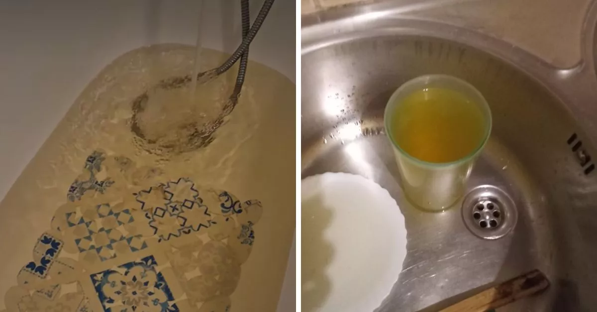 Agua de color marrón saliendo por los grifos de dos viviendas de Los Abrigos / DEFENDIENDO LOS ABRIGOS