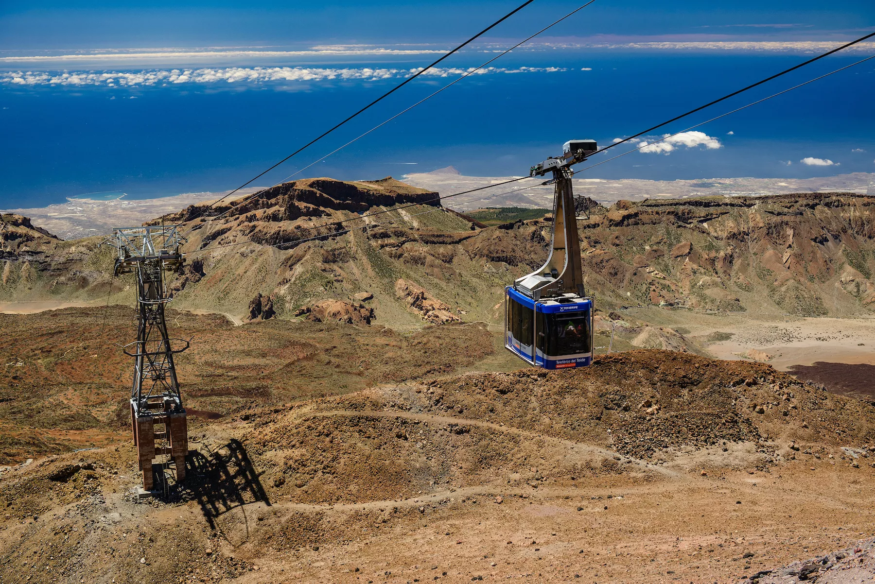 El Teleférico del Teide en pleno trayecto./