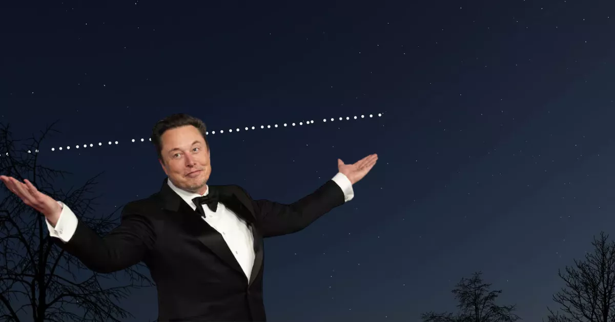 Los satélites de la constelación Starlight de Elon Musk./ MONTAJE AH
