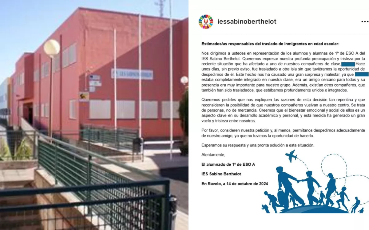 En la imagen, la carta de unos alumnos de Canarias que piden el regreso a clase de un compañero migrante. / AH